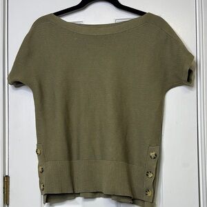 Marled Green Boxy Buttoned Blouse